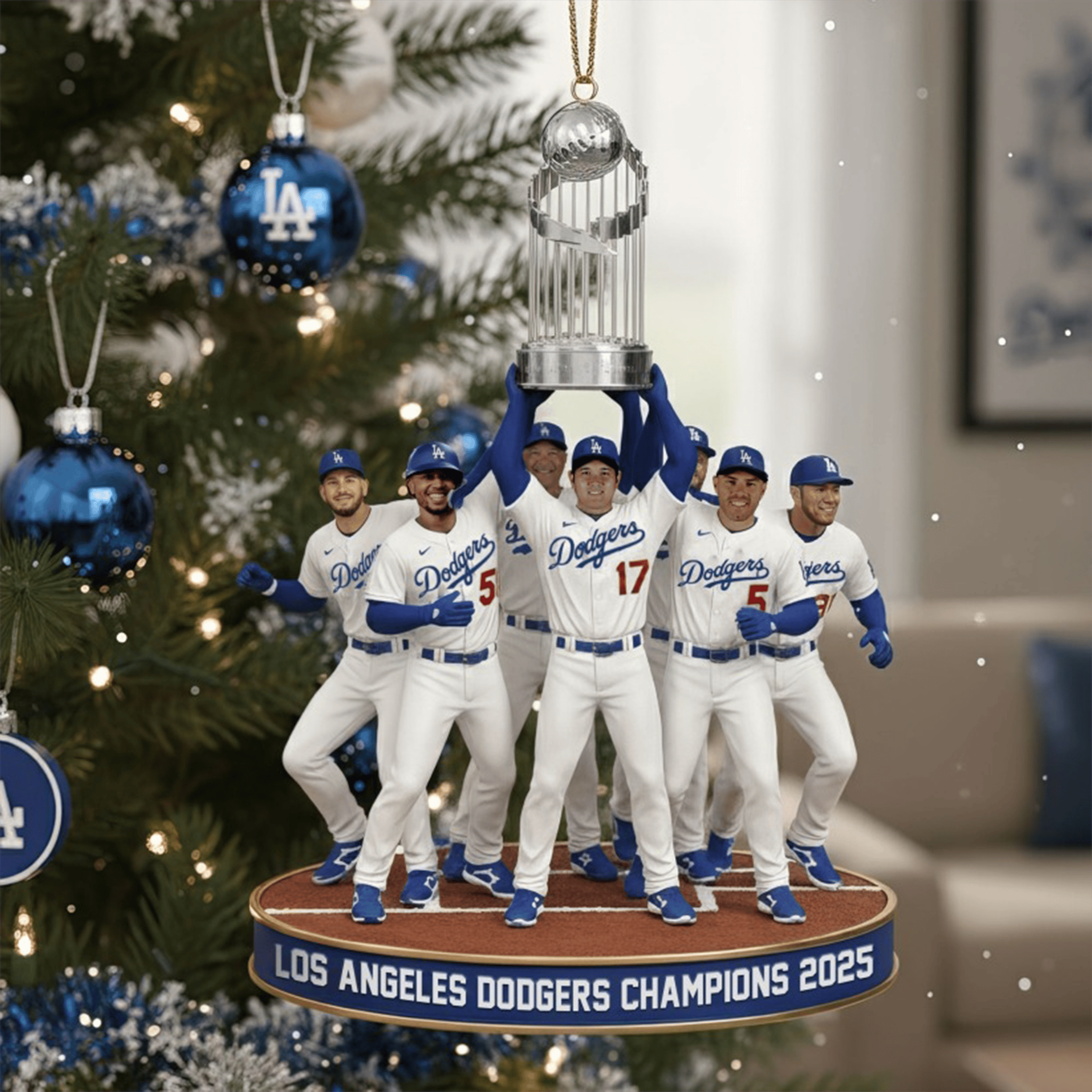 LA Dodgers World Series Champion Christmas Ornament Xmas Accessories LA Dodgers Fans Gifts-1