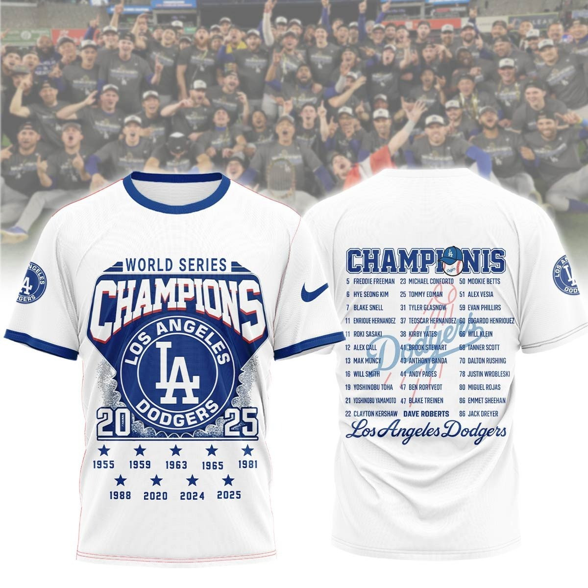 LA Dodgers World Series Champions 2025 Tee Shirt Dodgers Championship Fan Merch Clothing-1