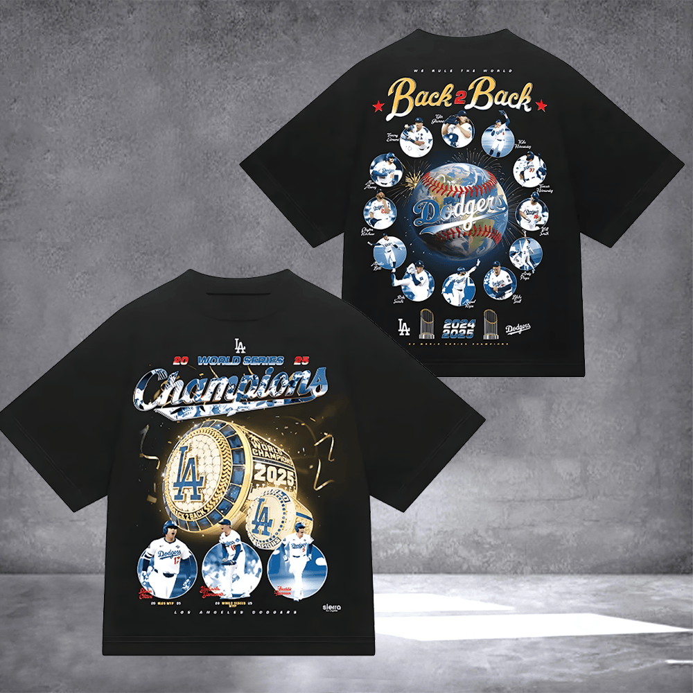 LA Dodgers World Series Champions T-Shirt LA Dodgers Back To Back Clothing Baseball Gifts-1