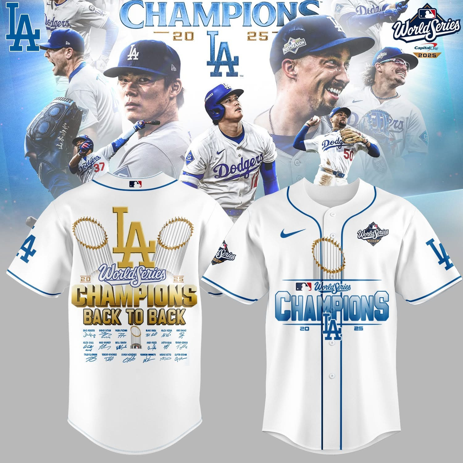 LA Dodgers World Series Jersey Back To Back LA 2025 Best Merchandise Ideas For Fan-1