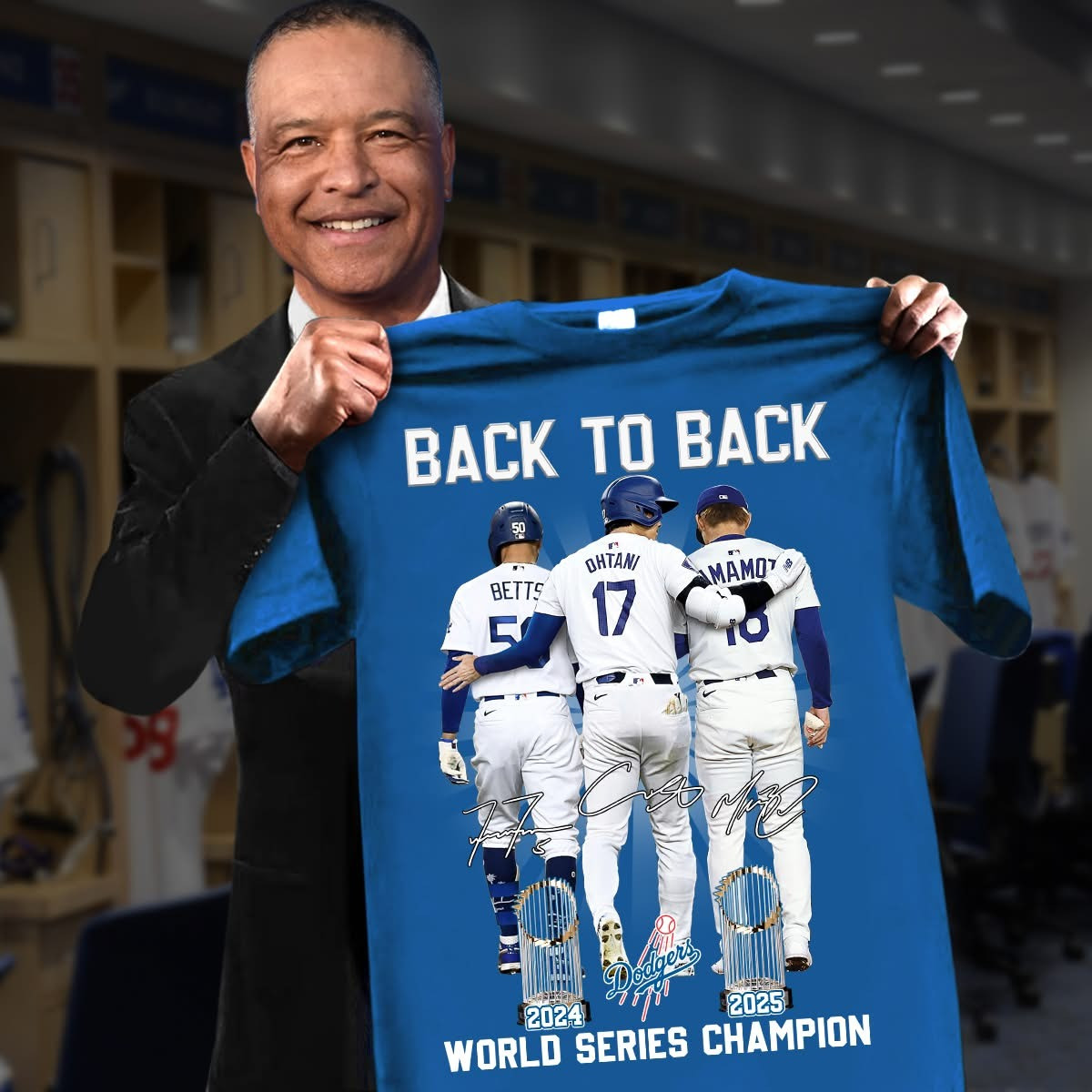LA Dodgers World Series T-Shirt Back To Back Dodgers World Series Champions Fan Merchandise-1