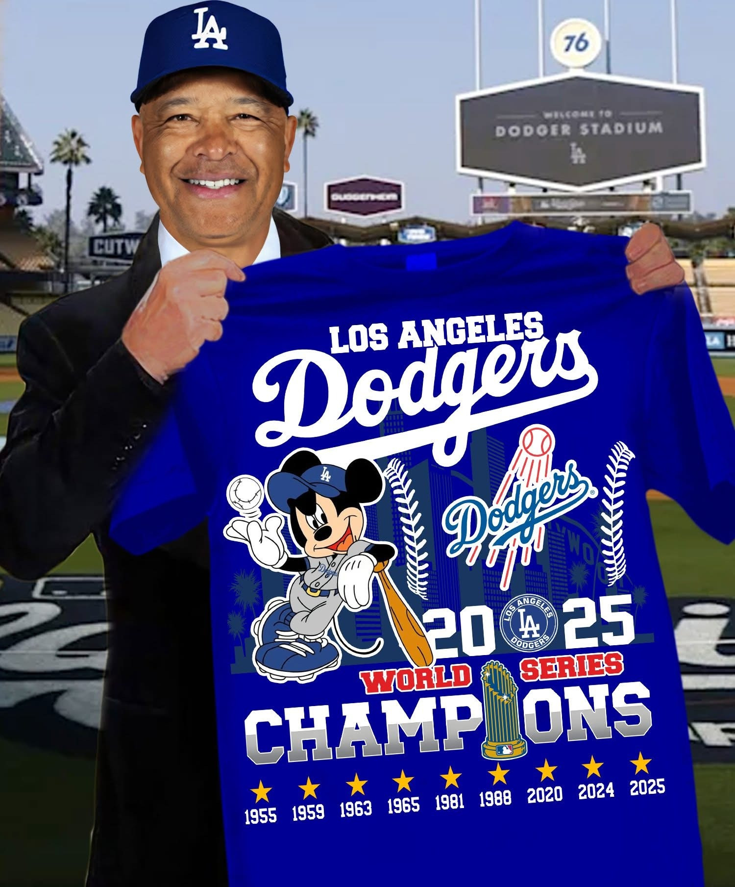LA Dodgers World Series T-Shirt Dodgers 2025 World Series Champions Mickey Merch For Fan-1