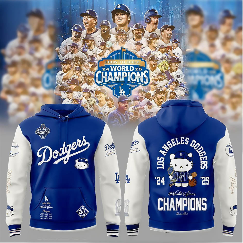 LA Dodgers X Hello Kitty 2025 World Series Champions Hoodie LA Dodgers Merch Gifts Idea-1