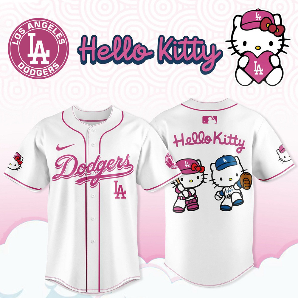 LA Dodgers X Hello Kitty Baseball Jersey 2025 National League Champions Merch Baseball Gifts-1