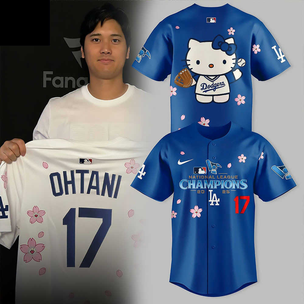 LA Dodgers X Hello Kitty Jersey Ohtani 17 Clothing LA Dodgers Merch Baseball Gifts Idea-1