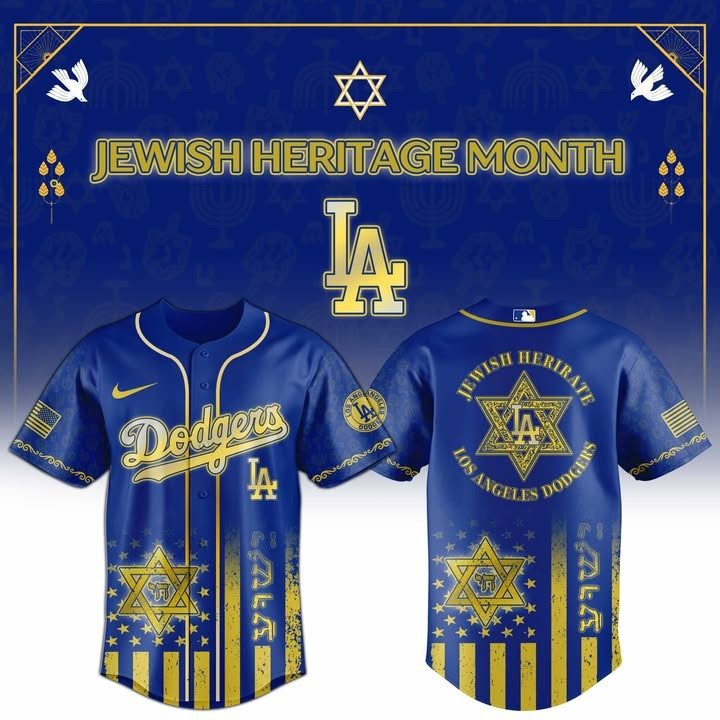 LA Dodgers X Jewish Heritage Night Jersey 2025 MLB Merch Dodgers Fan Gifts For Him-1