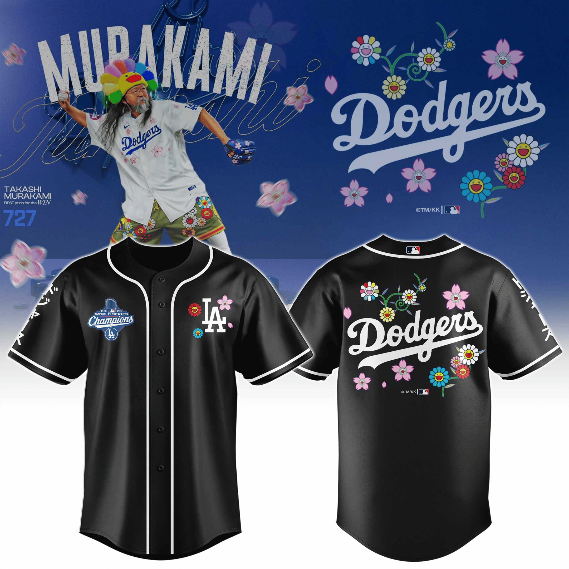 LA Dodgers X Takashi Murakami Baseball Jersey World Series Champions 2025 Limited Edition-1