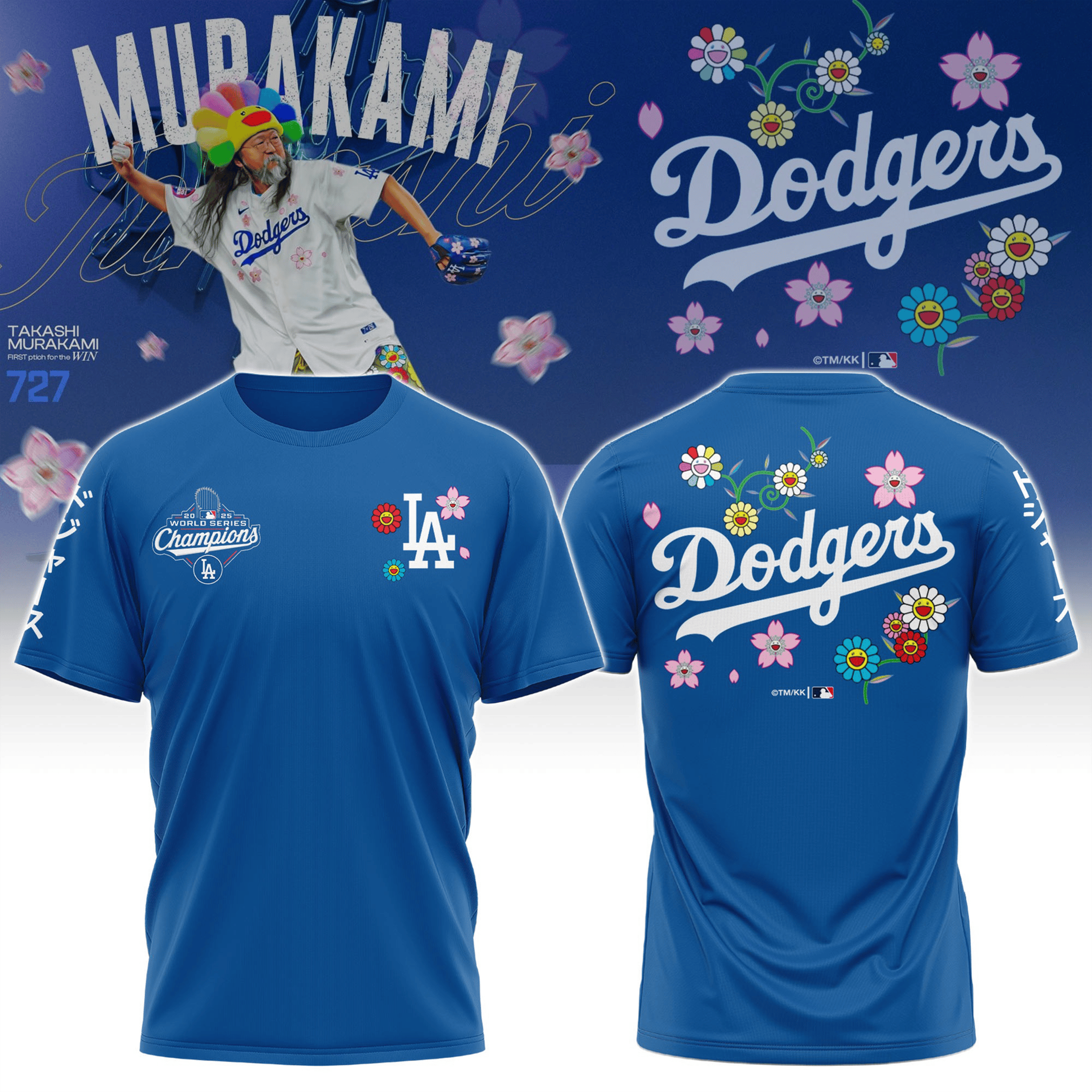 LA Dodgers X Takashi Murakami T-Shirt World Series Champions 2025 Merch LA Dodgers Fans Gifts-1