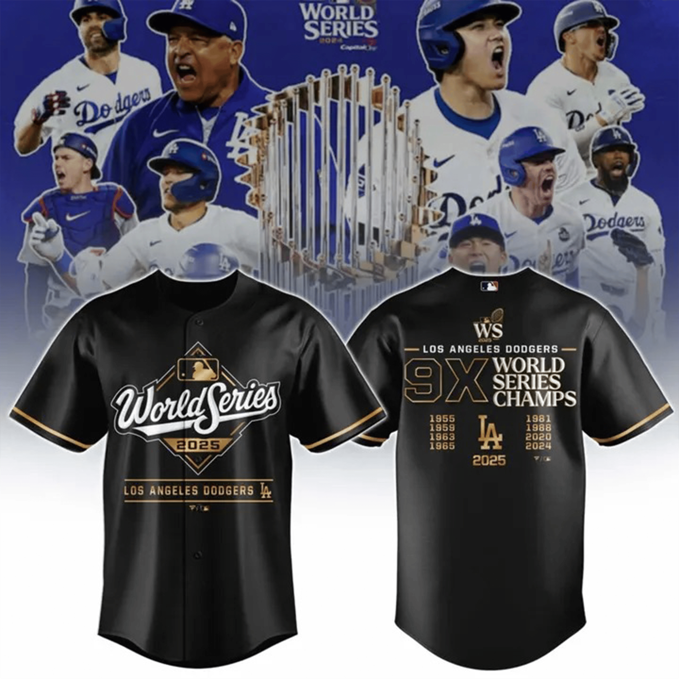 LAD 2025 World Series Champions Jersey 9x World Series Champ Apparel LA Dodgers Gifts-1