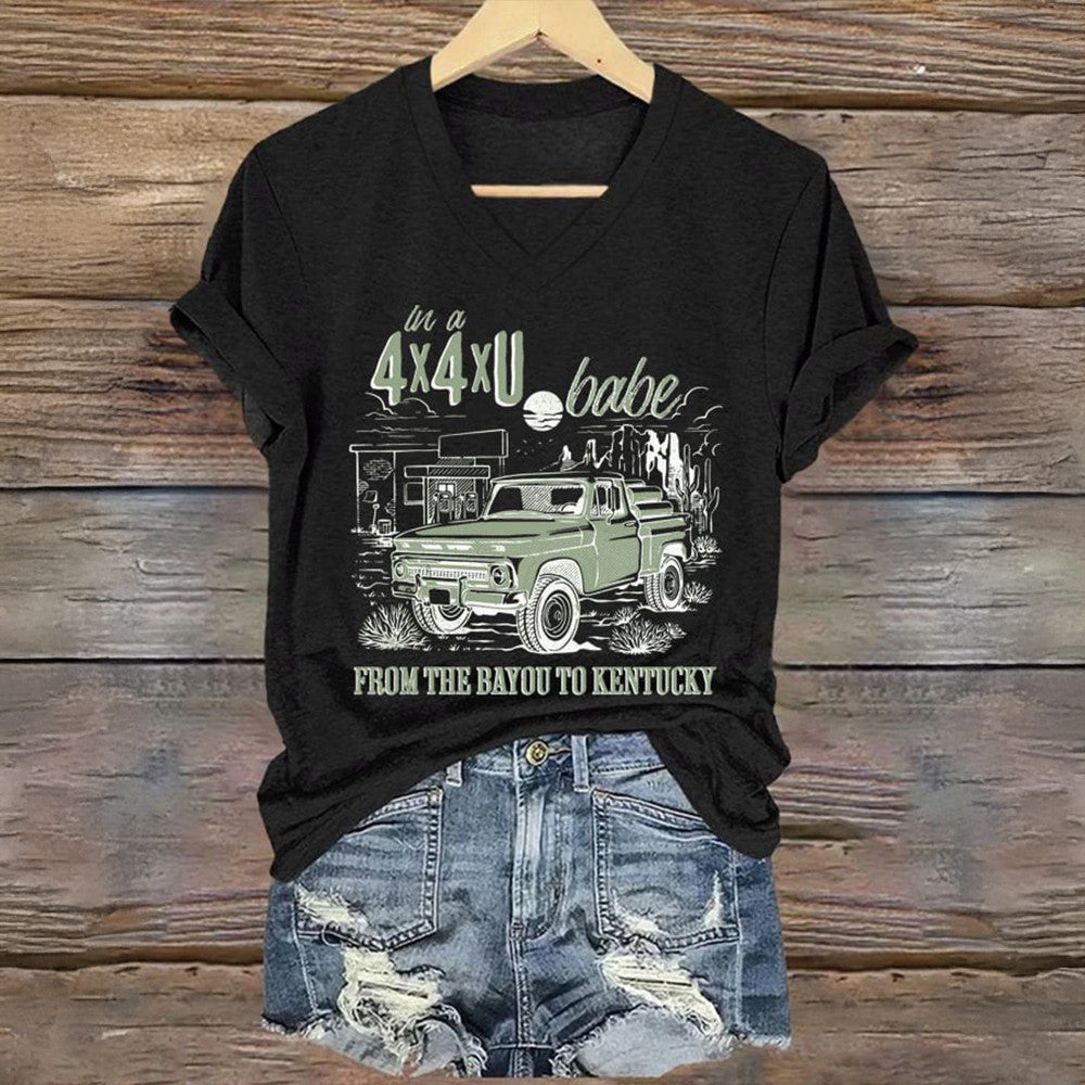 Lainey Wilson Merch 4X4XU Country Music V-neck T-Shirt Gifts For Music Fans Gifts For Friends-1 Lainey Wilson Merch 4X4XU Country Music V-neck T-Shirt Gifts For Music Fans Gifts For Friends-1