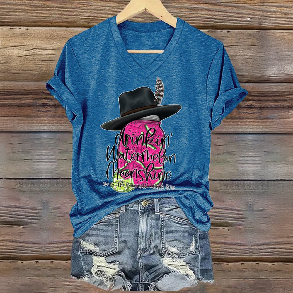 Lainey Wilson Merch Watermelon Moonshine V-neck T-Shirt For Women Gifts For Fans Gifts For Him-1 Lainey Wilson Merch Watermelon Moonshine V-neck T-Shirt For Women Gifts For Fans Gifts For Him-1