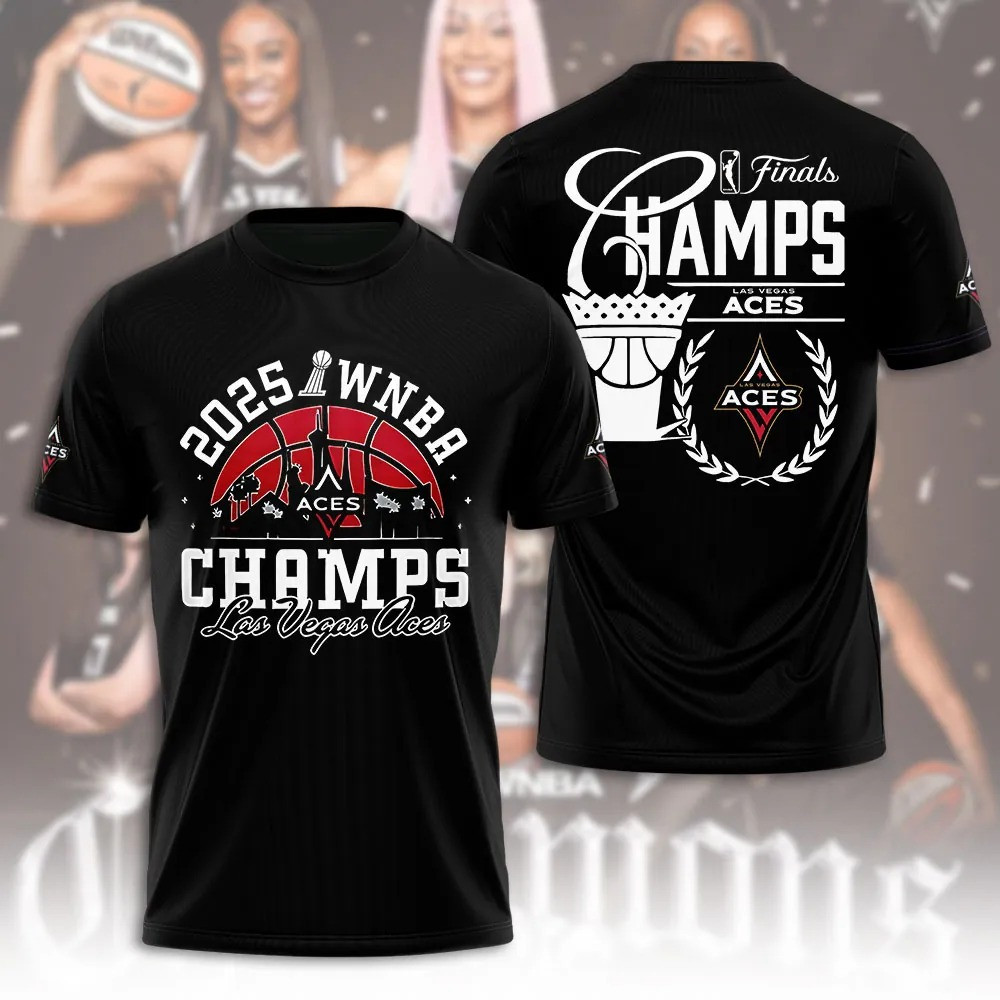 Las Vegas Aces 2025 WNBA Champions T-Shirt WNBA Merch Best Gifts For Basketball Lovers-1