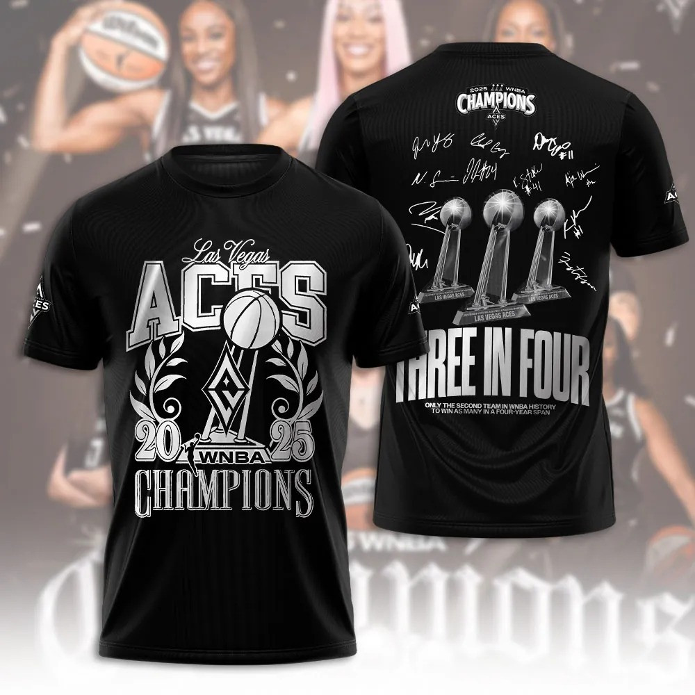 Las Vegas Aces 2025 WNBA Champions T-Shirt WNBA Merch Christmas Gifts For Basketball Fan-1