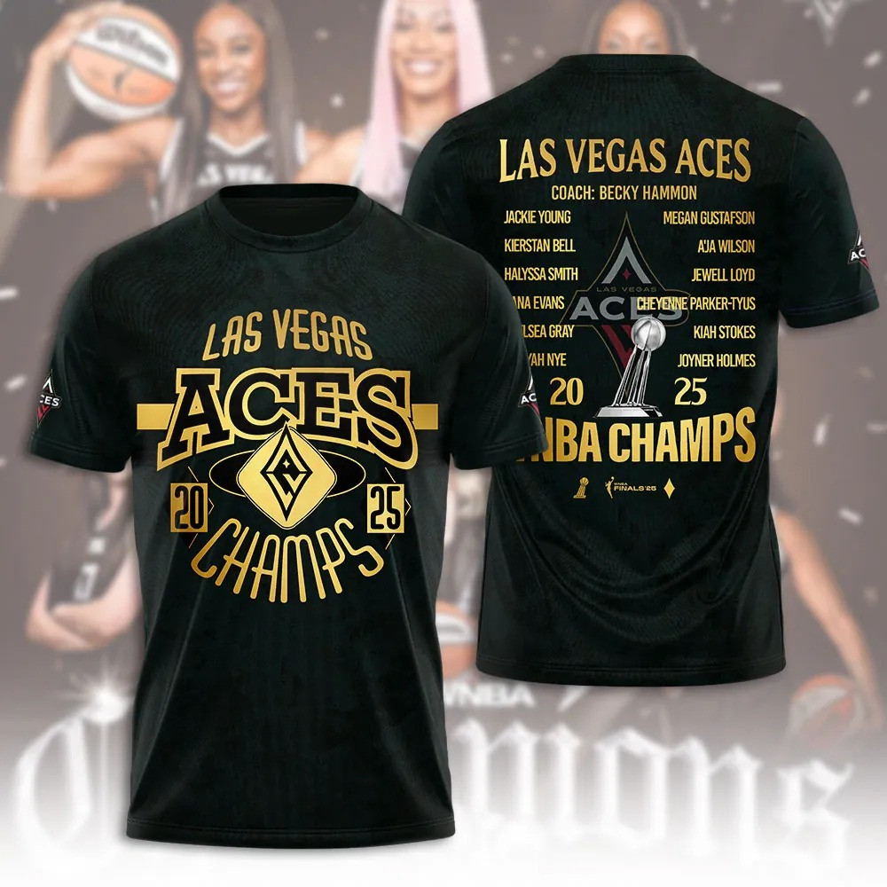 Las Vegas Aces 2025 WNBA Champions T-Shirt WNBA Merch Christmas Gifts For Her-1