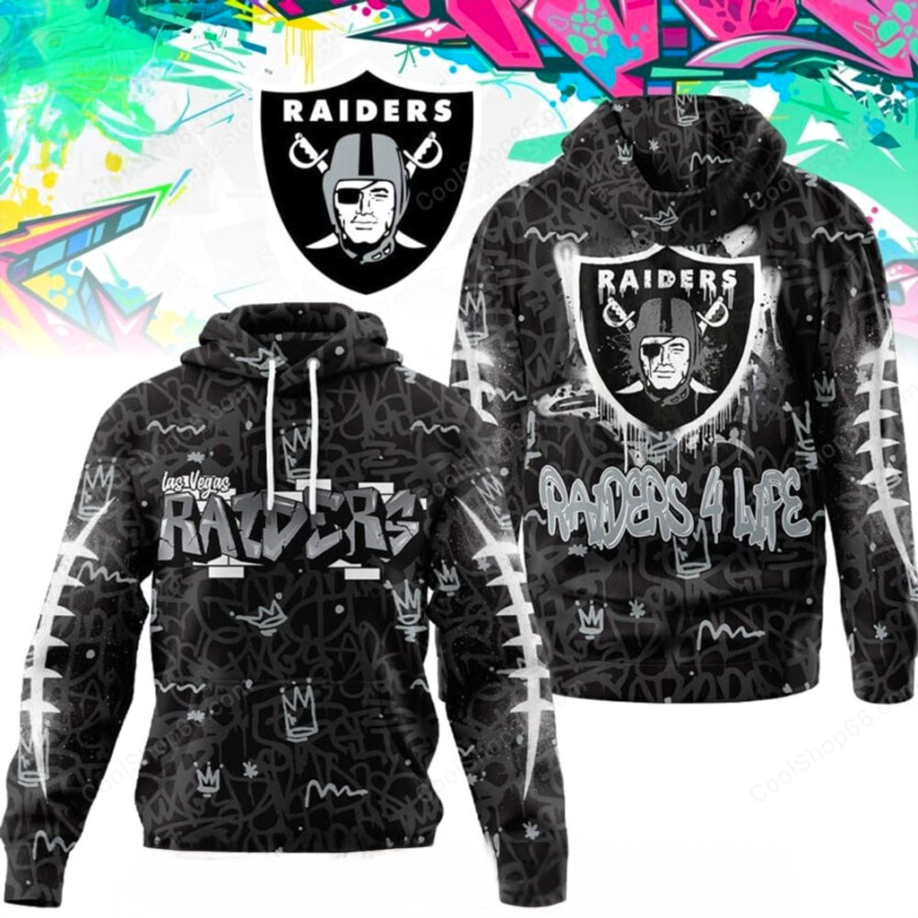 Las Vegas Raiders Graffiti For Life Hoodie Raiders Merch Husband Christmas Gift Ideas-1