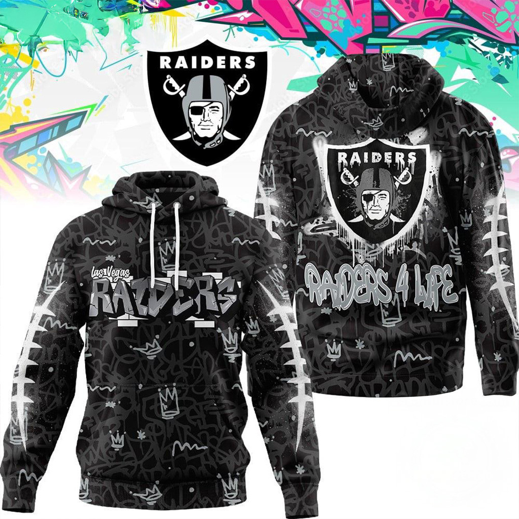 Las Vegas Raiders NFL Special Graffiti My Team 4 Life Hoodie Raiders Merch Xmas Gifts For Son-1