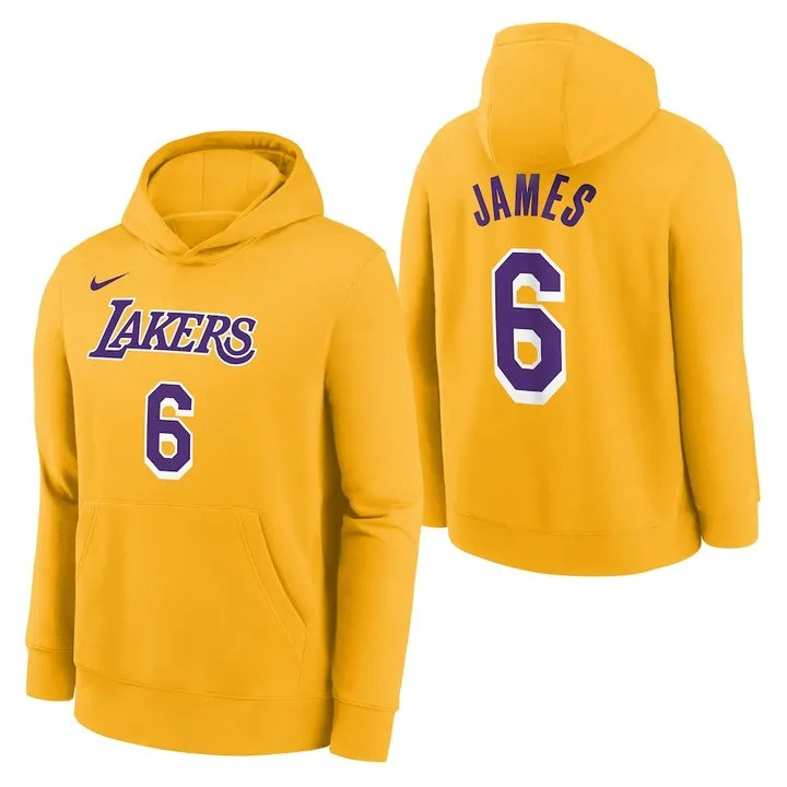 LeBron James Merch Hoodie Los Angeles Lakers Nike Icon Name & Number Hoodie Fan Gifts-1
