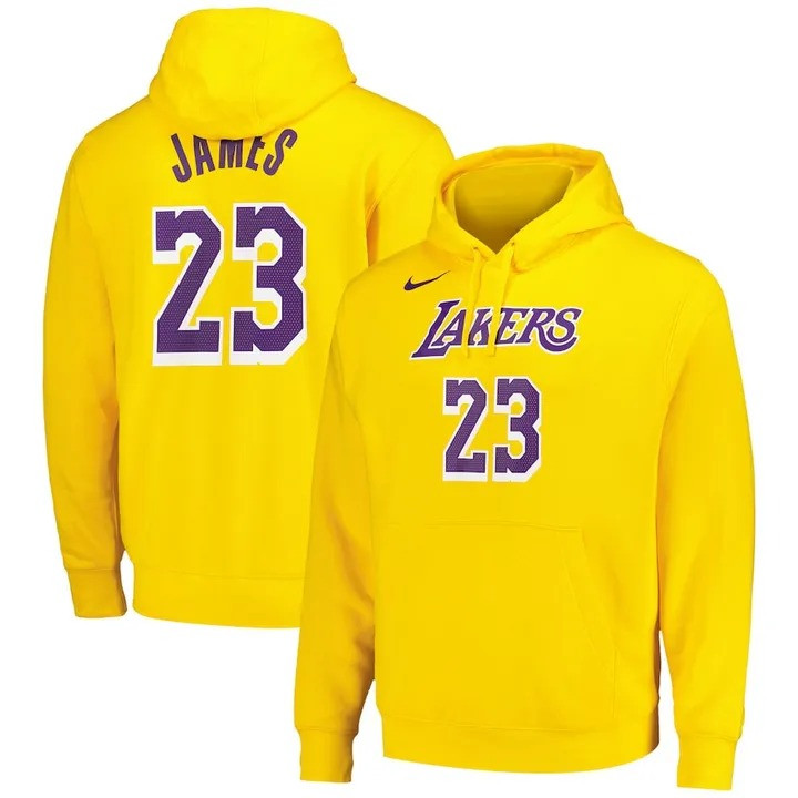 LeBron James Merch Hoodie NBA Los Angeles Lakers Nike Name & Number Apparel Gifts For Fans-1 LeBron James Merch Hoodie NBA Los Angeles Lakers Nike Name & Number Apparel Gifts For Fans-1