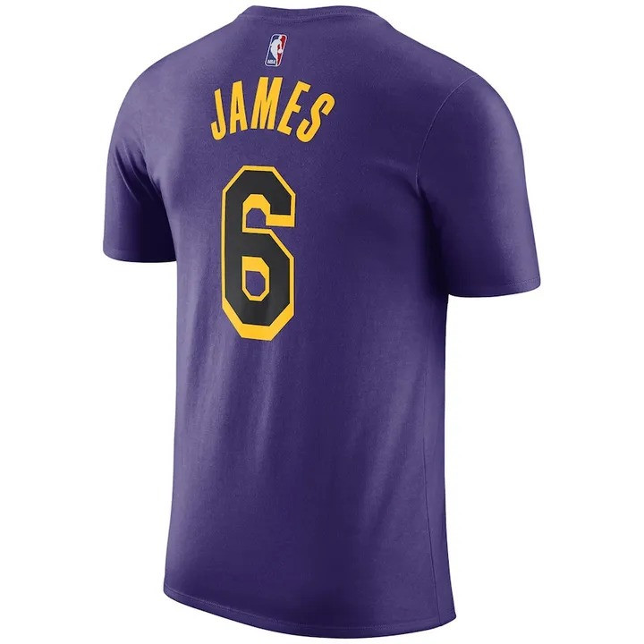 LeBron James T-Shirt NBA Los Angeles Lakers Jordan Statement Name & Number Fan Merch-1