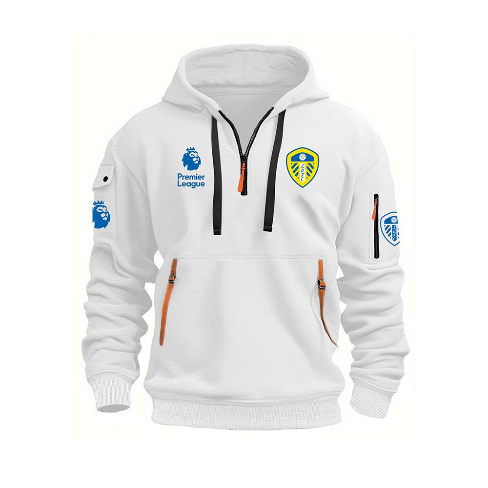 Leeds United F.C. X Premier League Quarter Zip Hoodie Leeds United Fc Merchandise-1