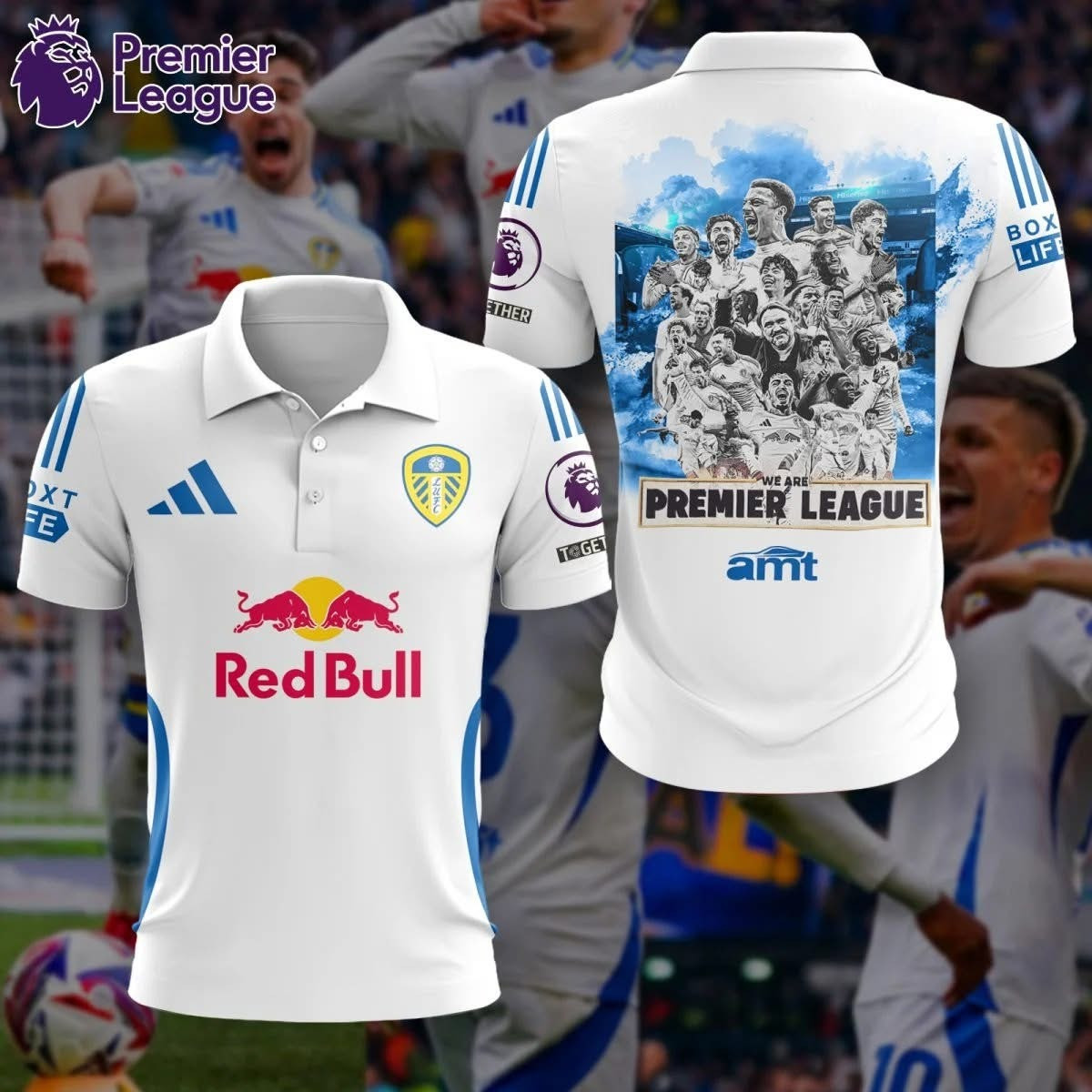 Leeds United We're Premier League Polo Shirt Leeds United F.C. Champions 2025 Fan Merch-1