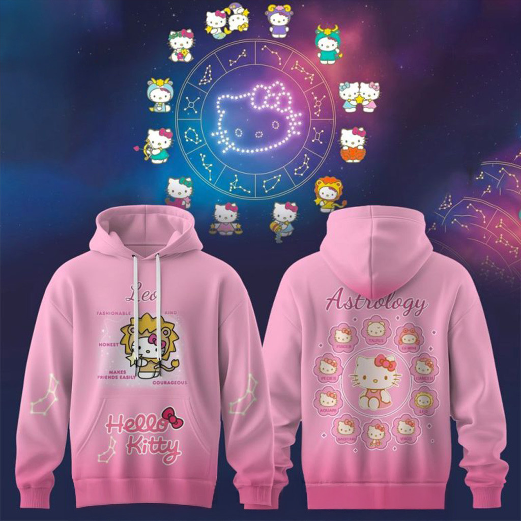 Leo Glow Hello Kitty Hoodie Fan Merch Christmas Presents For Sister-1