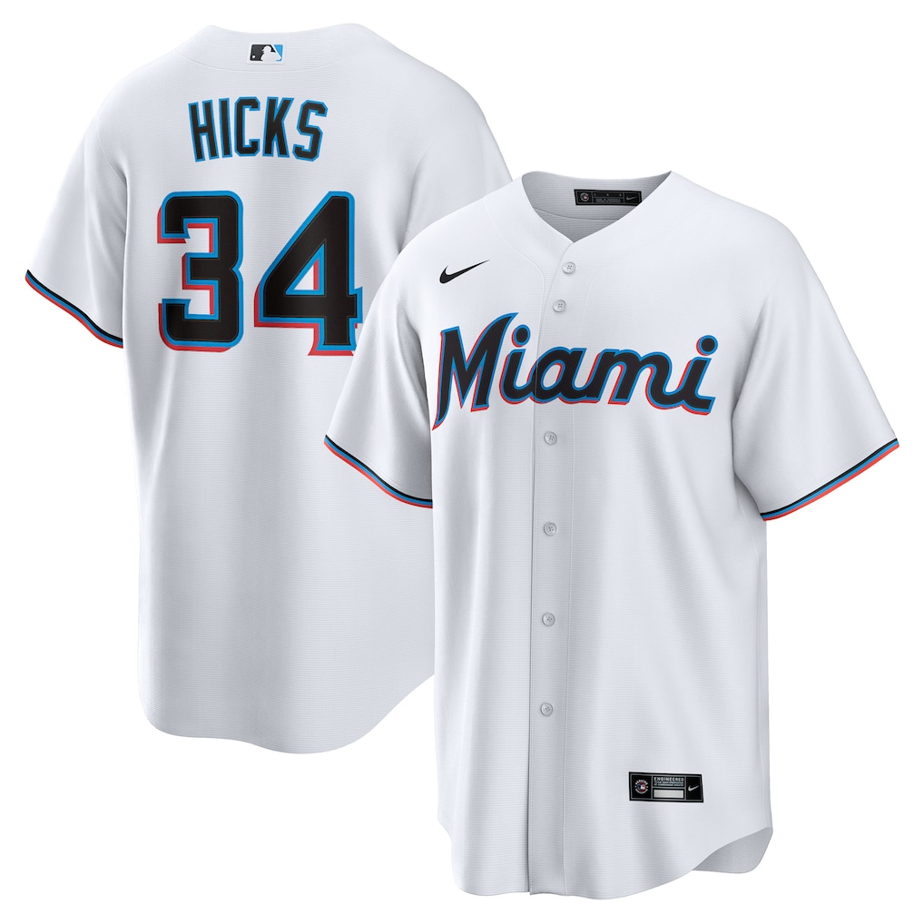 Liam Hicks Miami Marlins Nike Home Replica Jersey - White-1
