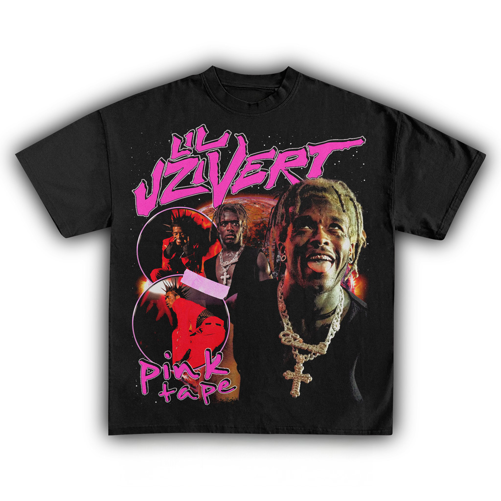 Lil Uzi Vert Pink Tape Black T-Shirt Lil Uzi Vert Merch Gifts For Fans-1