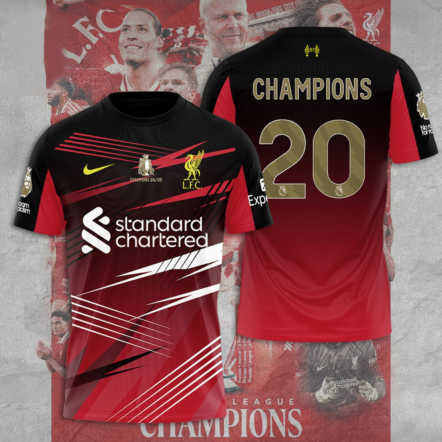 Liverpool Champions Premier League 20Th 2025 Shirt Liverpool Soccer F.C. Merch For Sale-1 Liverpool Champions Premier League 20Th 2025 Shirt Liverpool Soccer F.C. Merch For Sale-1