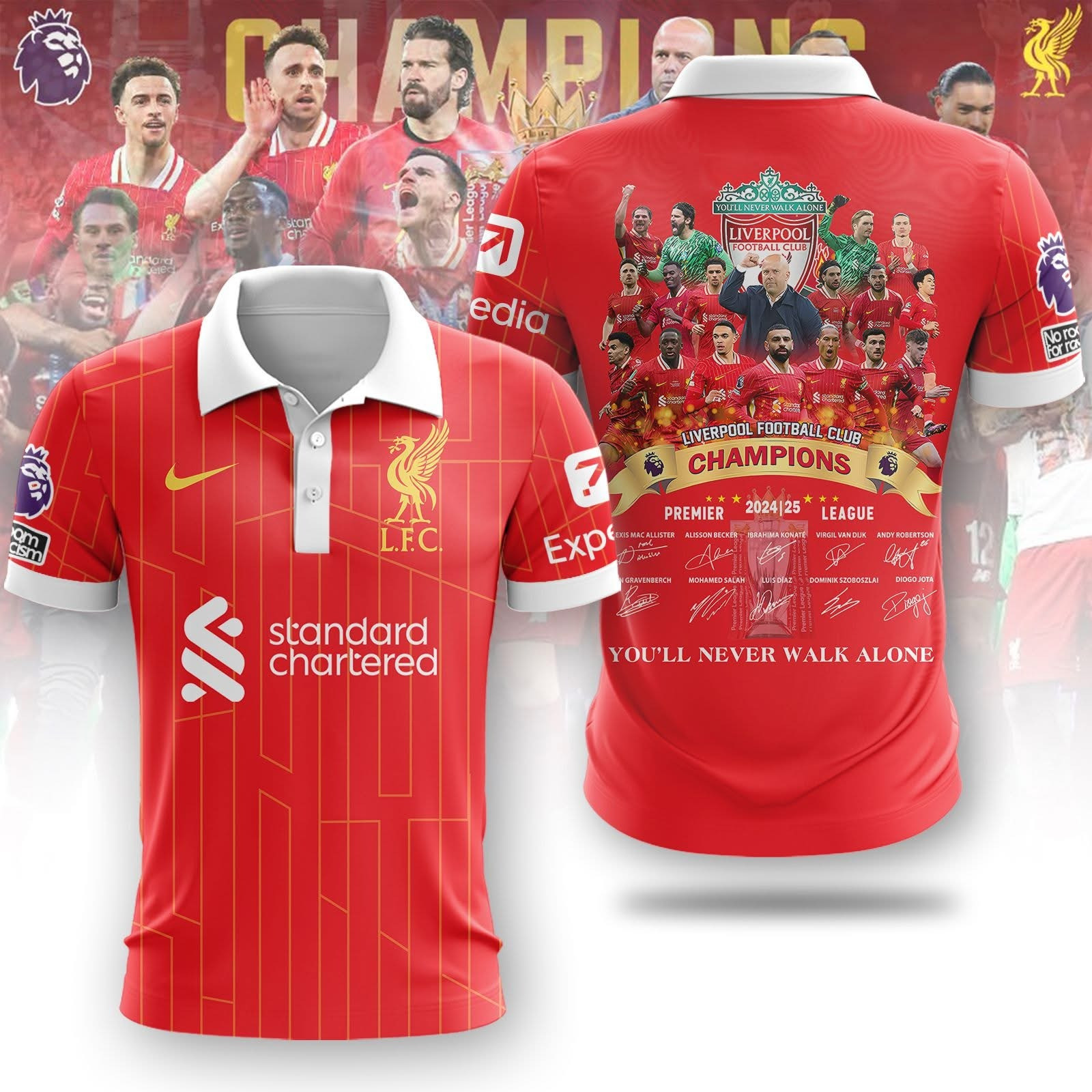Liverpool Champions Premier League Polo Shirt 2024 2025 Liverpool FC Fan Merch Gifts-1 Liverpool Champions Premier League Polo Shirt 2024 2025 Liverpool FC Fan Merch Gifts-1