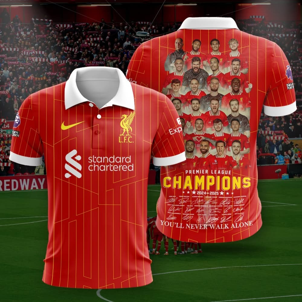 Liverpool Champions Premier League Polo Shirt 2024 25 Liverpool Football Club FC Fan Merch-1