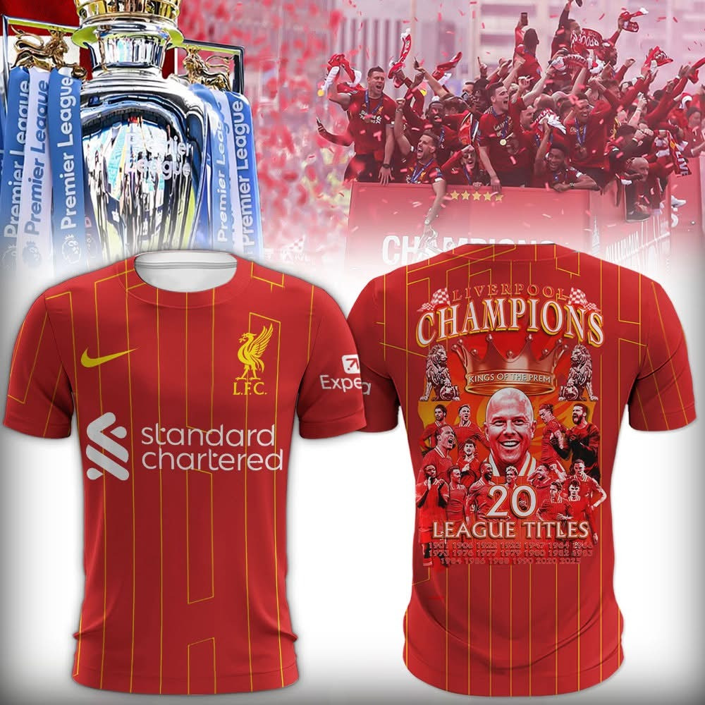 Liverpool Champions Shirt 2024 2025 20 League Titles Liverpool Football FC Fan Merch Gifts-1