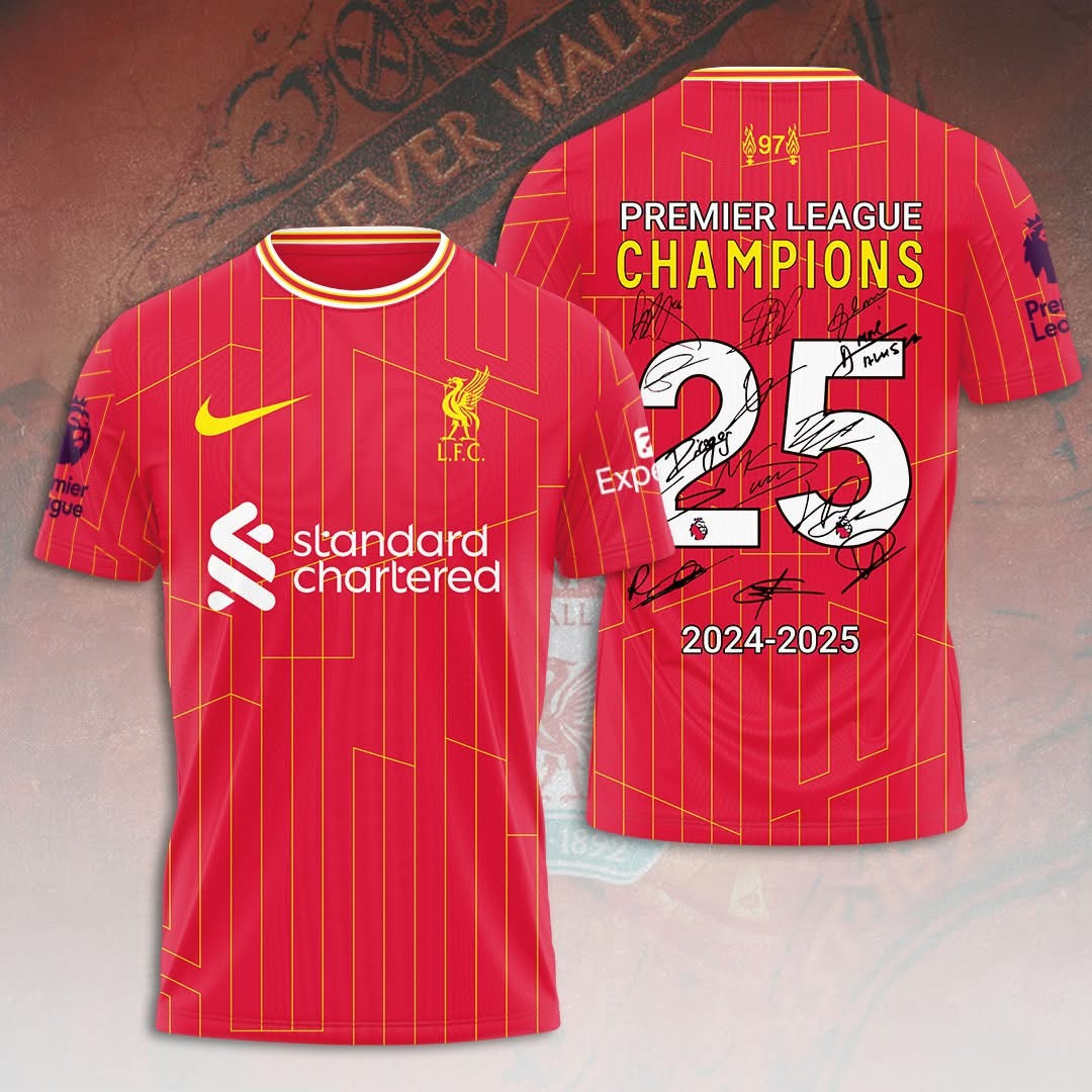 Liverpool Merch Champions Premier League 2025 Shirt Signature Red Liverpool L.F.C Fan Gifts-1