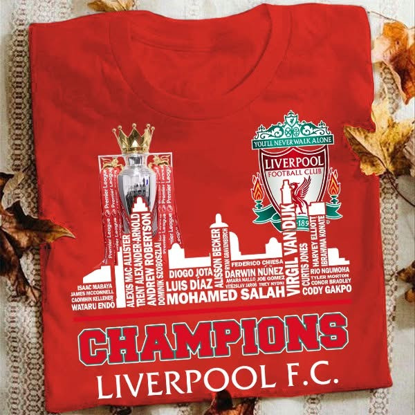 Liverpool Premier League 2024 2025 Champions T-Shirt Liverpool Football F.C Apparel Gifts-1