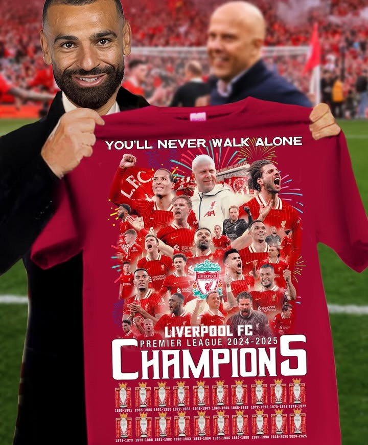 Liverpool Premier League 2024 2025 Champions T-Shirt You'll Never Walk Alone F.C Fan Gifts-1
