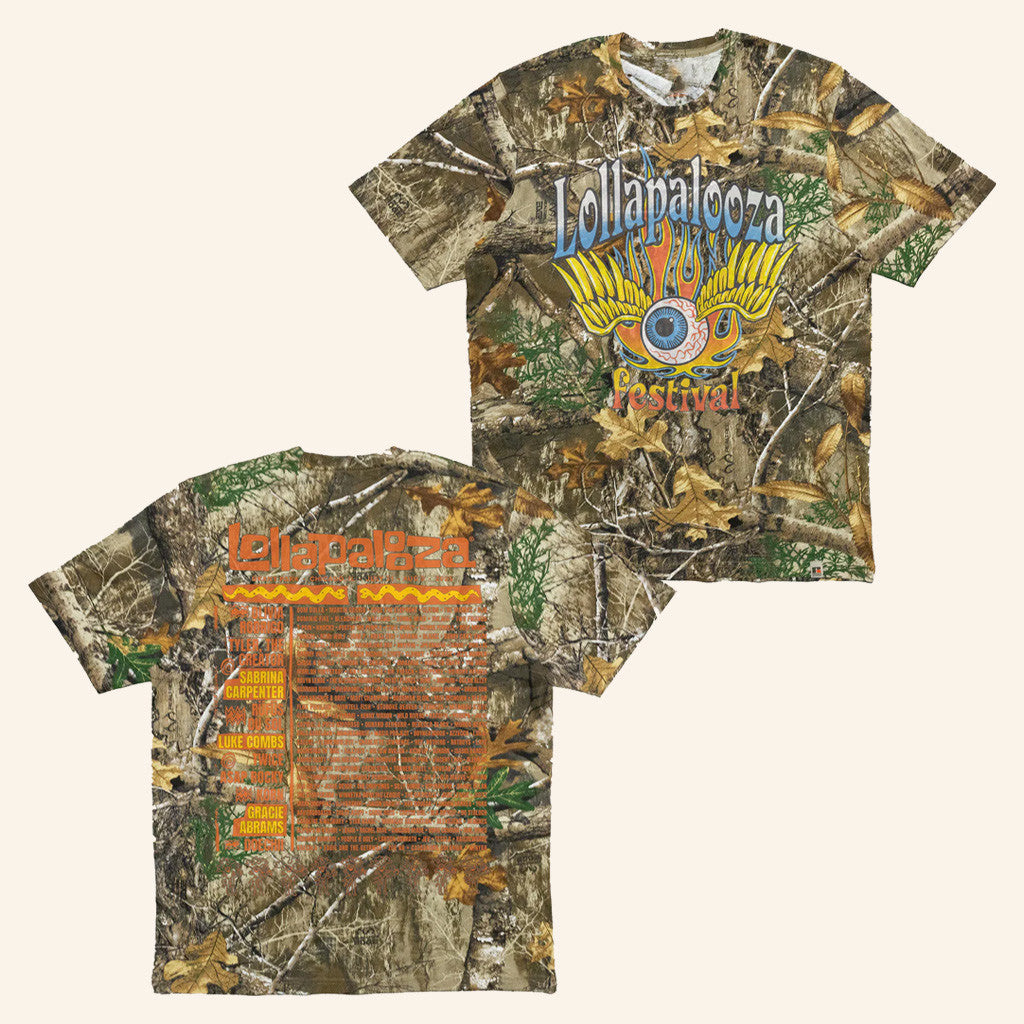 Lollapalooza Merch Flaming Eye Camo T-Shirt Best Gifts For Boyfriend Birthday Gifts For Friends-1