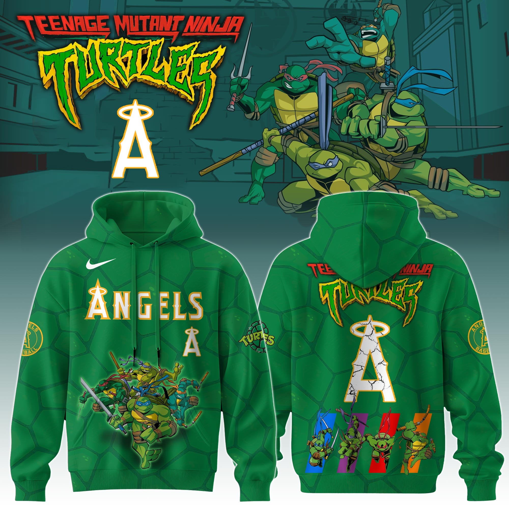 Los Angeles Angels MLB X Ninja Turtles Hoodie Baseball Ninja Turtles Lovers Gifts For Fans-1