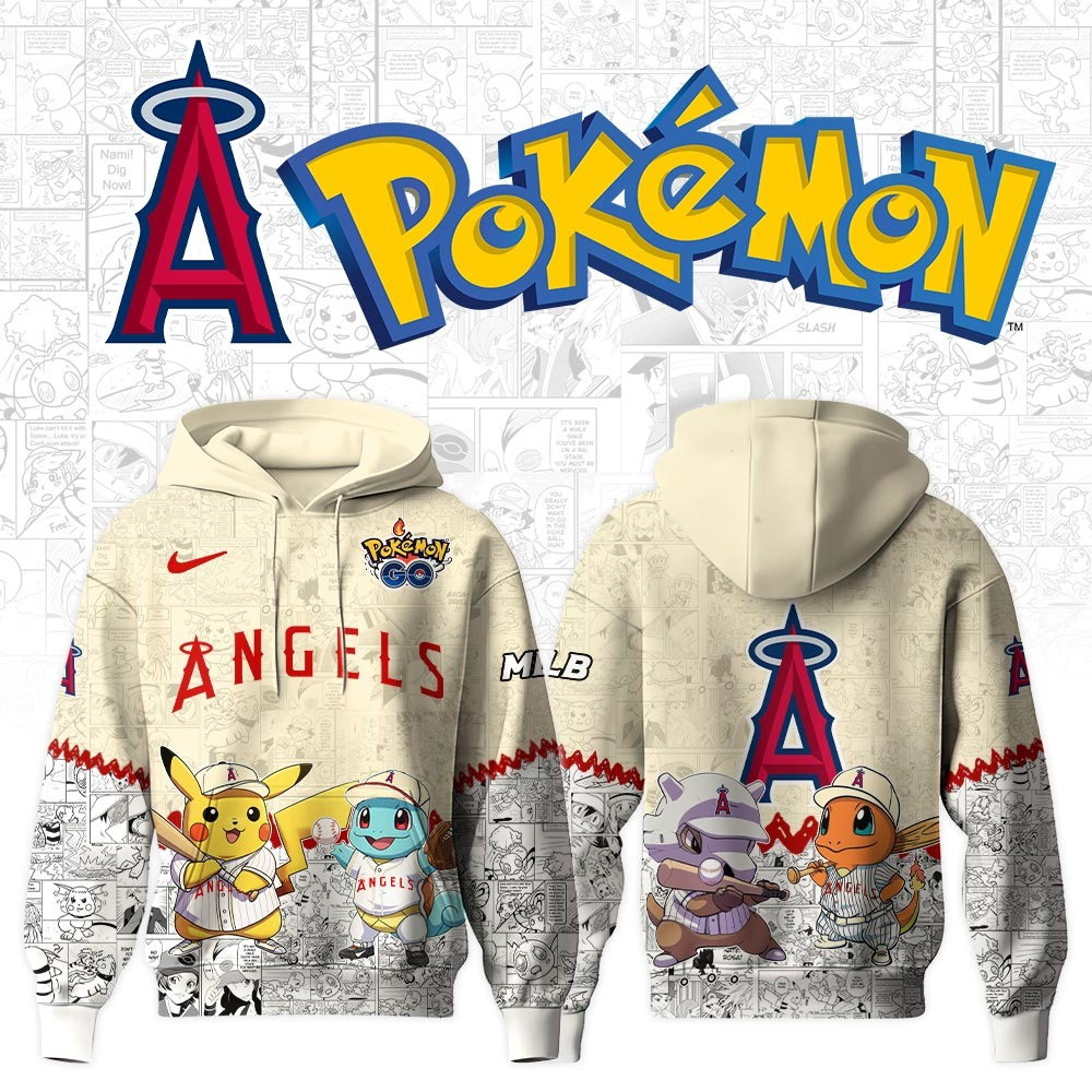 Los Angeles Angels X Pokemon Go Hoodie MLB Fan Merch Gifts For Baseball Lovers For Him Her-1