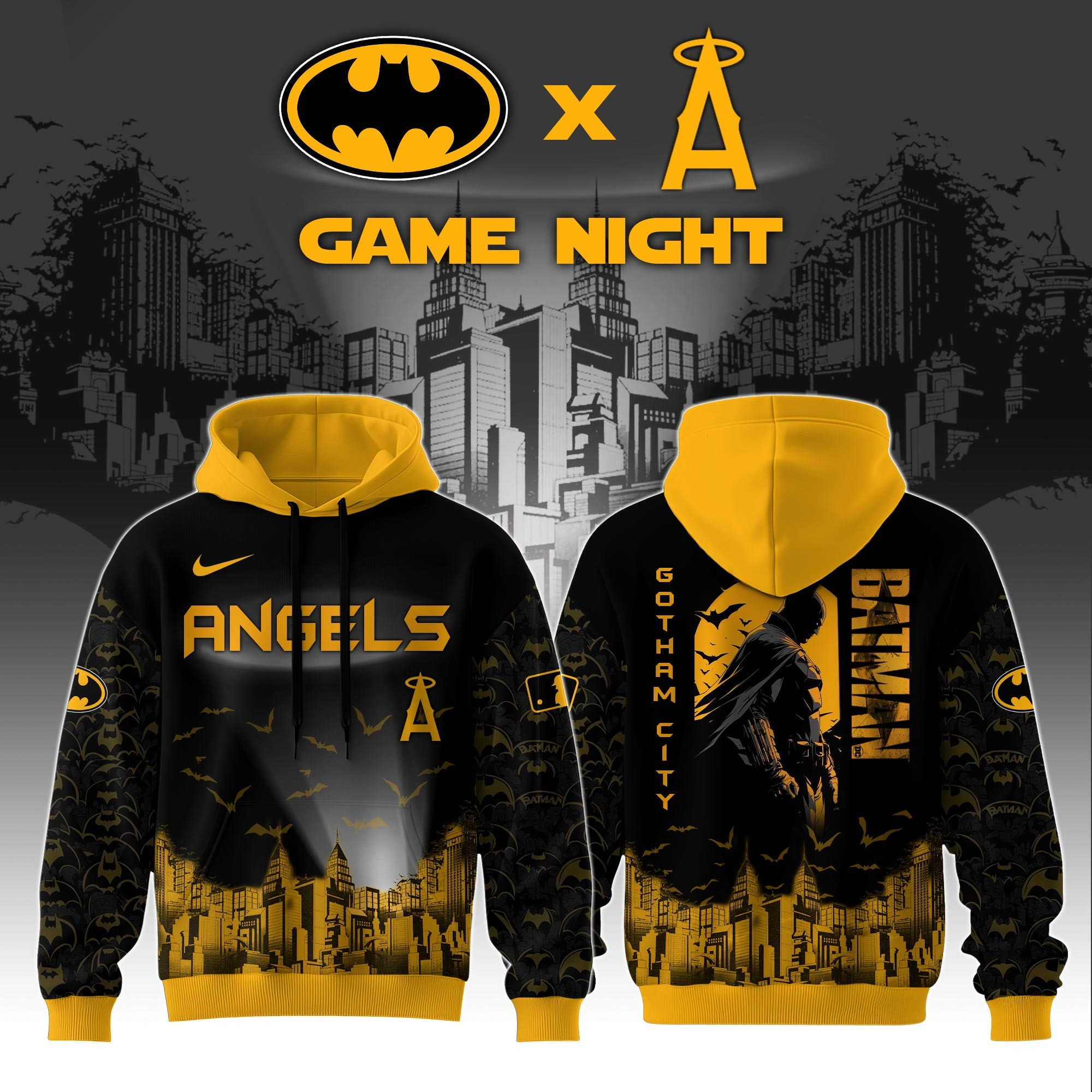 Los Angeles Angels x DC Batman Game Night Hoodie Best Gifts For Baseball Fans For Him Dad-1 Los Angeles Angels x DC Batman Game Night Hoodie Best Gifts For Baseball Fans For Him Dad-1