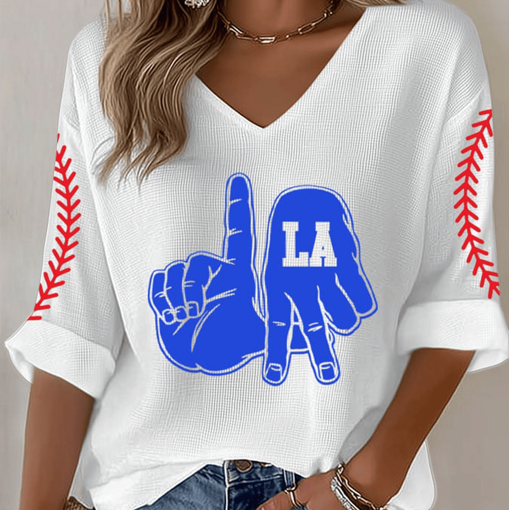Los Angeles Baseball V-Neck Long Sleeve Dodgers World Series Merchandise 2025 Gifts For Mom-1