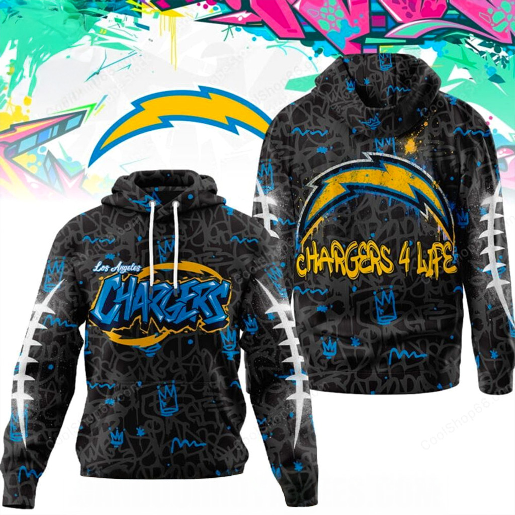 Los Angeles Chargers Graffiti For Life Hoodie Chargers Merch Christmas Gift Ideas For Dad-1