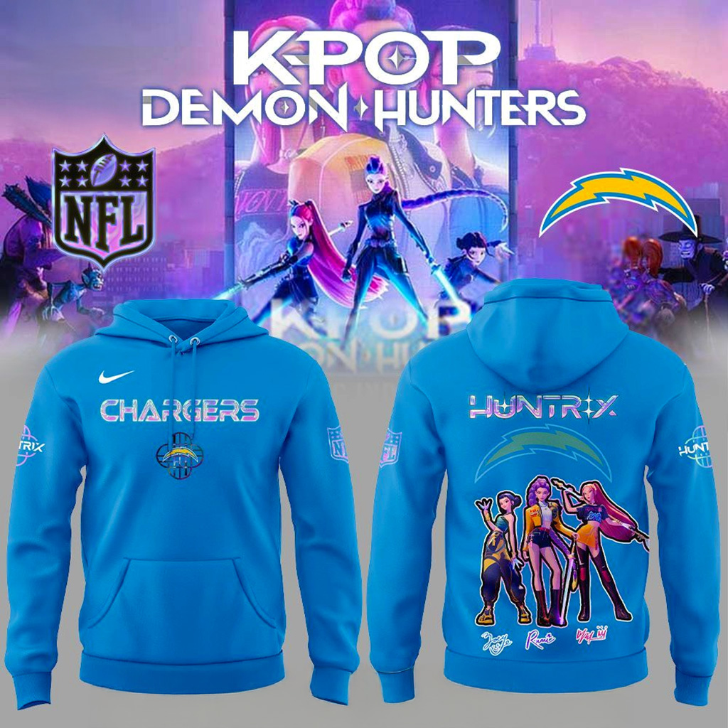 Los Angeles Chargers x KPop Demon Hunters Hoodie Chargers Merch Best Gift For Her-1