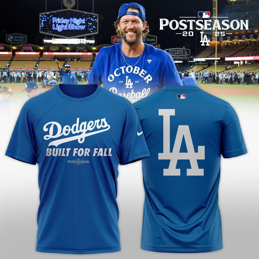 Los Angeles Dodgers 2025 Built For Fall T-Shirt Dodgers Merch Baseball Enthusiast Gifts-1