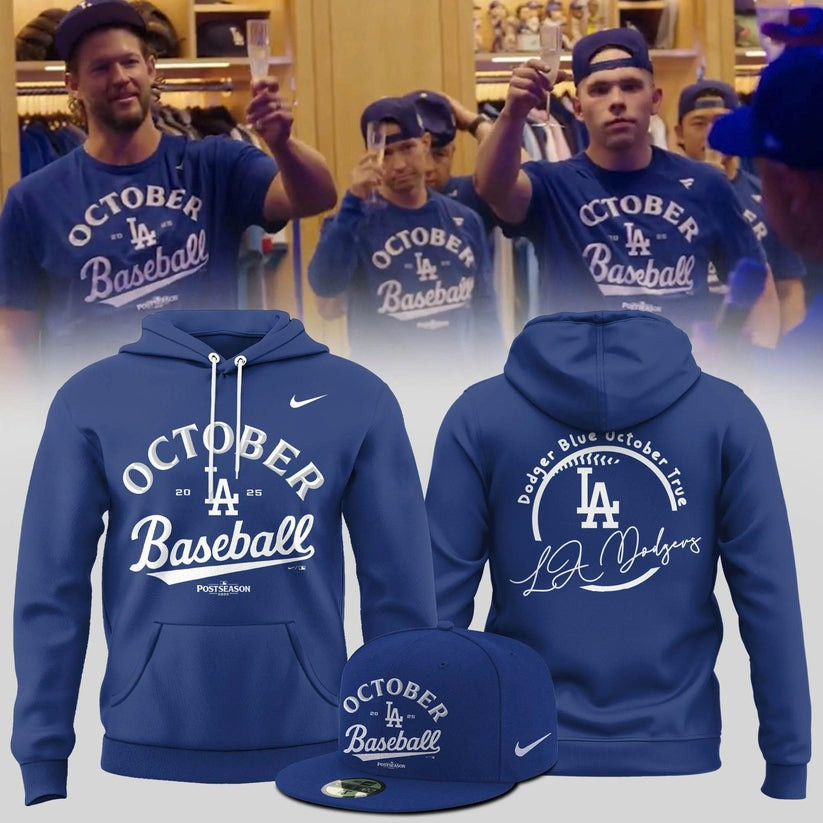 Los Angeles Dodgers 2025 Dodger Blue October True Hoodie Dodgers Merch Baseball Fans Gifts-1