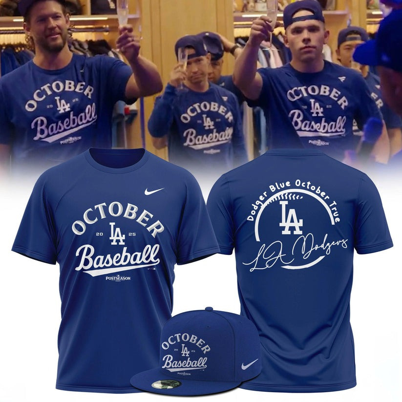 Los Angeles Dodgers 2025 Dodger Blue October True T-Shirt Dodgers Merch Cool Baseball Gifts-1