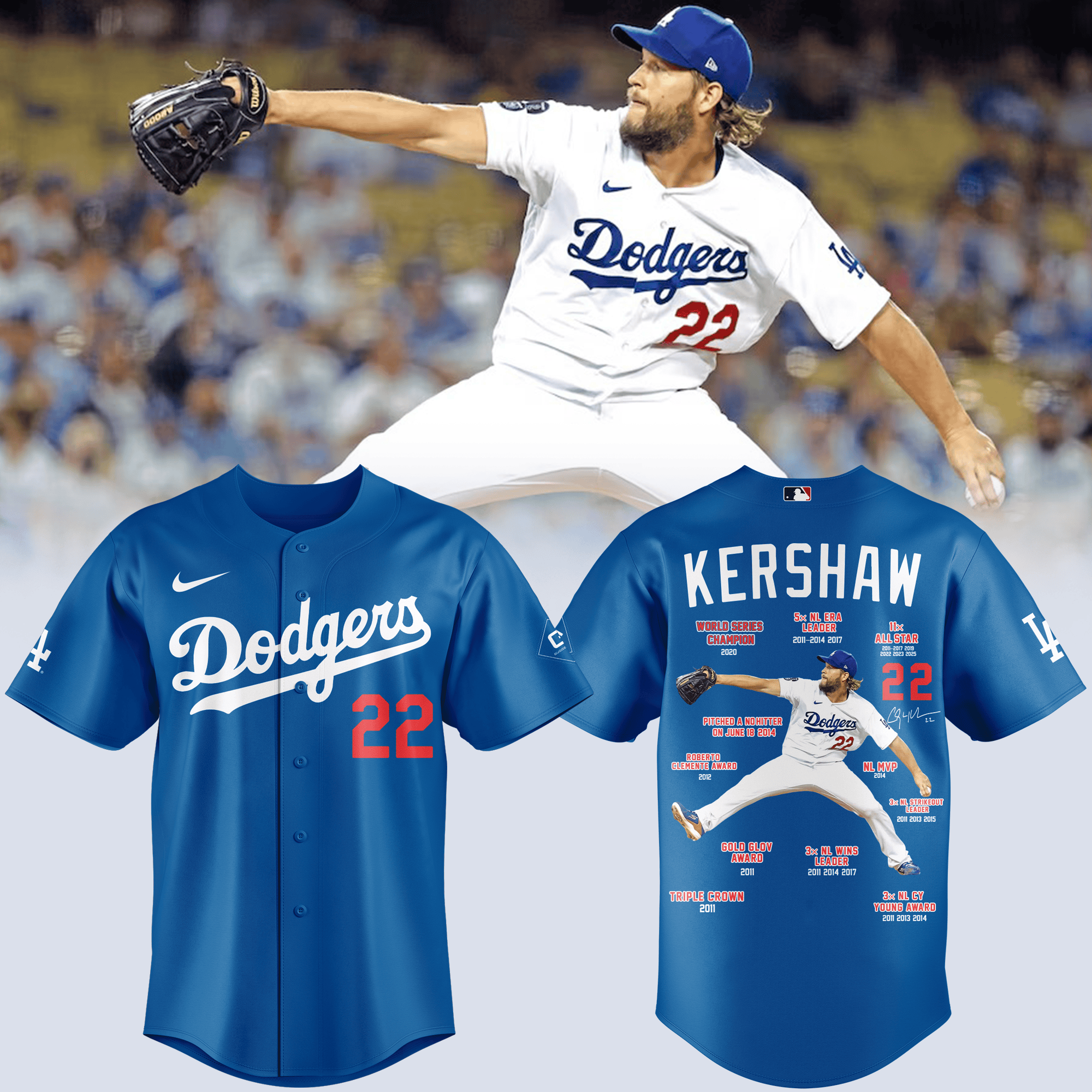 Los Angeles Dodgers 2025 Jersey Kershaw 22 World Series Champions Baseball Clothing Gifts-1