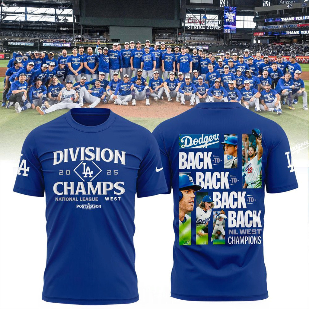 Los Angeles Dodgers 2025 NL West Division Champions T-Shirt Dodgers Merch Gifts For Xmas-1 Los Angeles Dodgers 2025 NL West Division Champions T-Shirt Dodgers Merch Gifts For Xmas-1