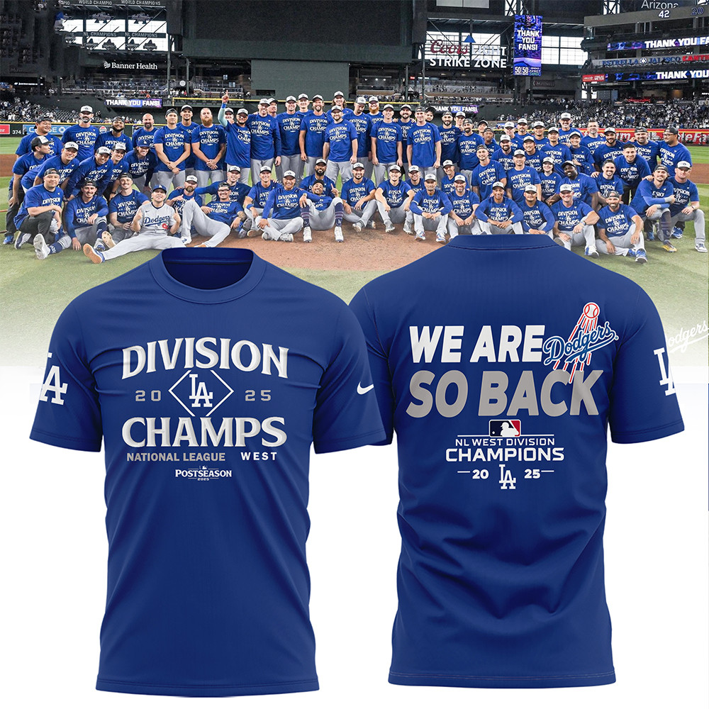 Los Angeles Dodgers 2025 Nl West Division Champions T-Shirt La Dodger Merch Ideas Gifts-1