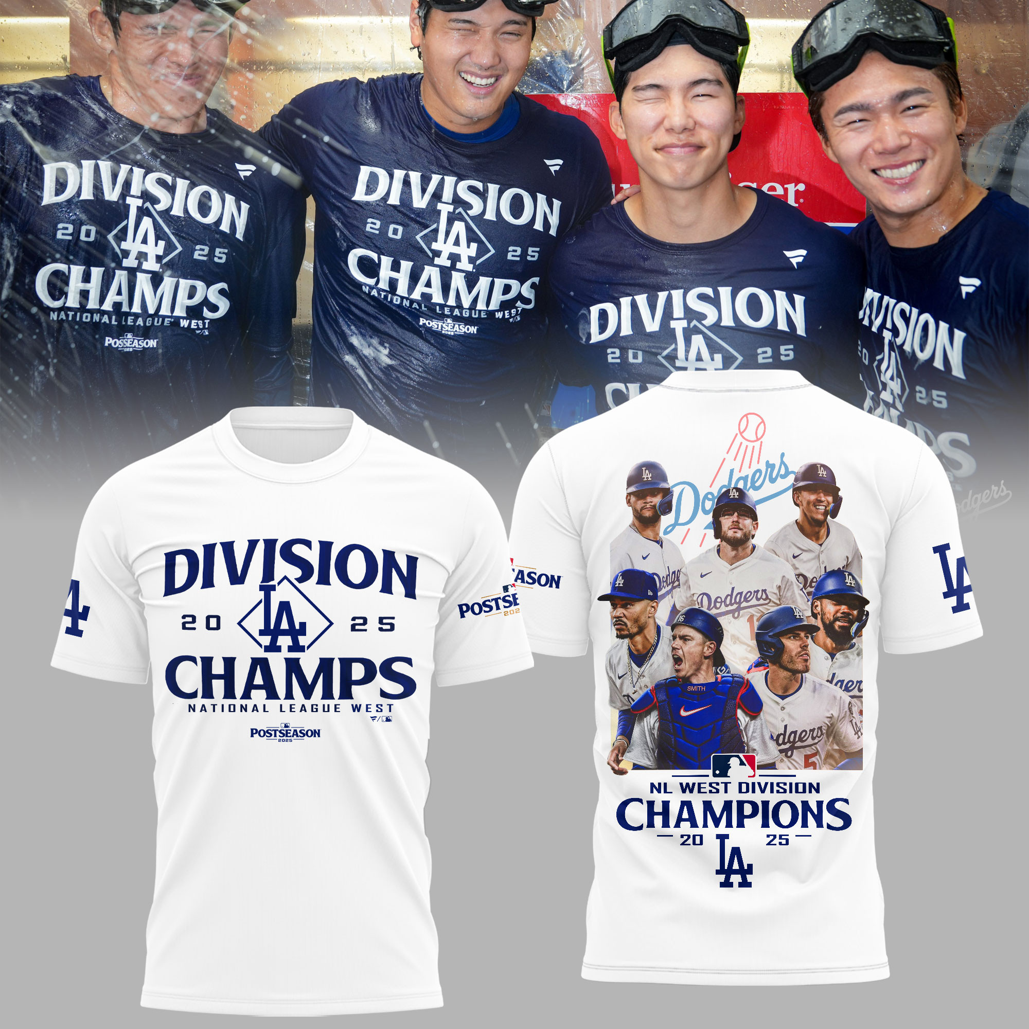 Los Angeles Dodgers 2025 Nl West Division Champs T-Shirt Baseball Themed Dodgers Gifts-1 Los Angeles Dodgers 2025 Nl West Division Champs T-Shirt Baseball Themed Dodgers Gifts-1