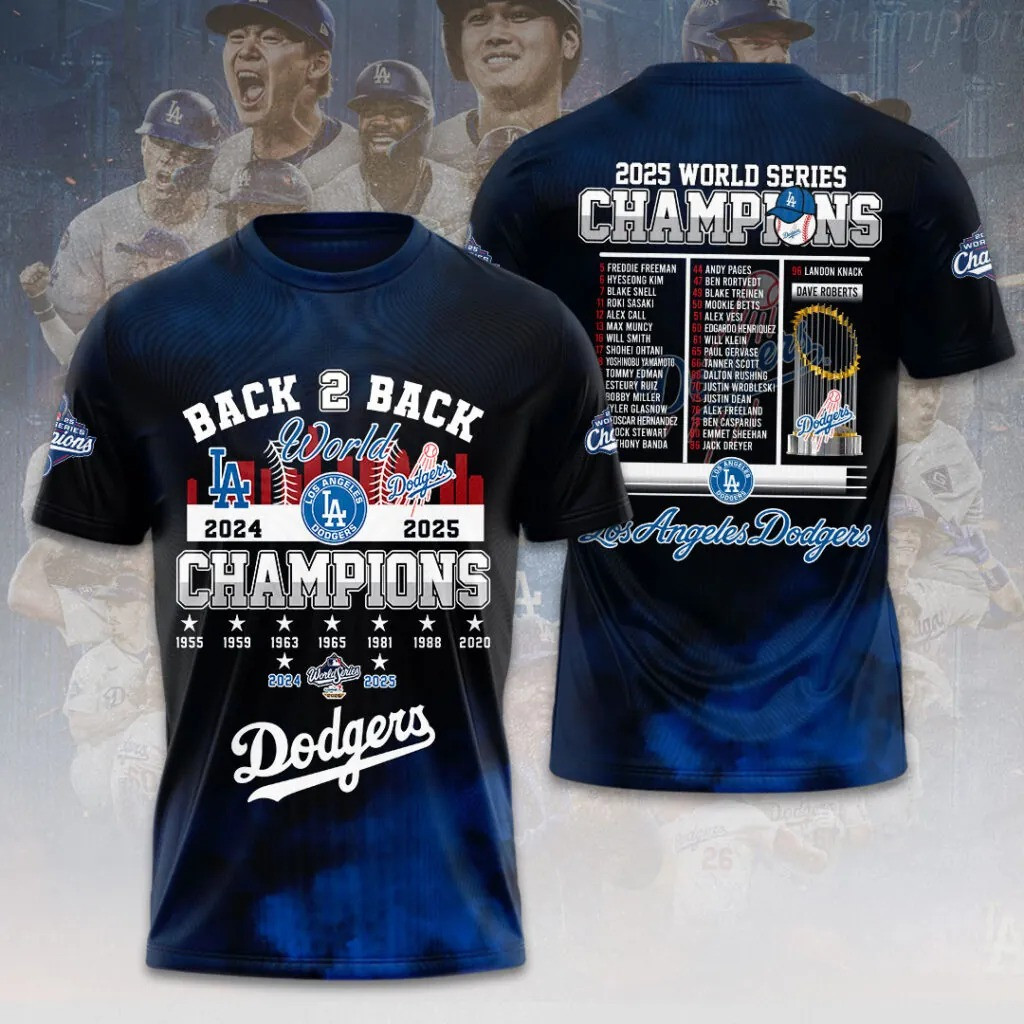 Los Angeles Dodgers 2025 World Series Champions T-Shirt LAD Merch Gifts For Baseball Fans-1